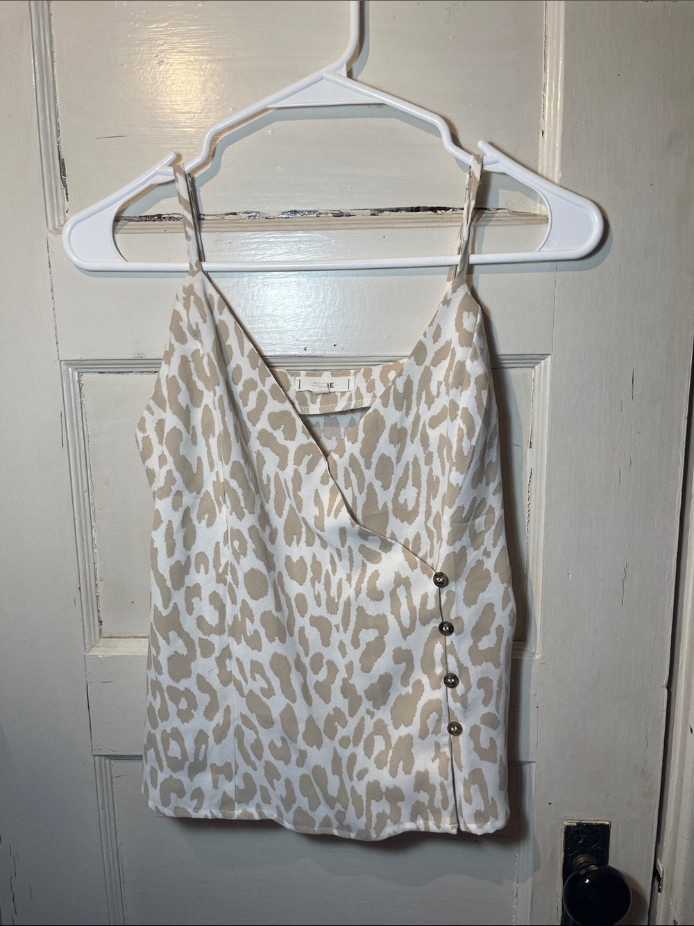mine Leopard-Print Spaghetti Strap Cami - Cream/Tan